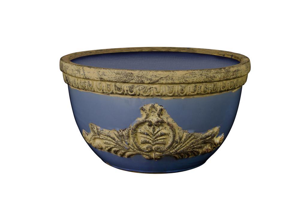 Vaso de Cerâmica Azul Royal Baixo - 0184